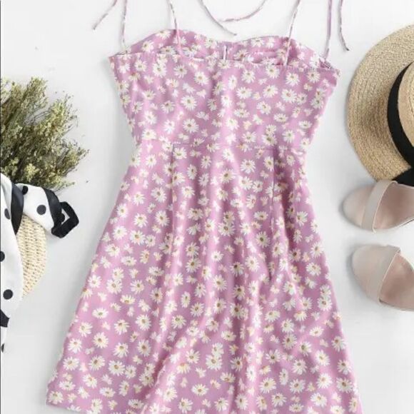 NWT Zaful Purple Floral Dress - Picture 2 of 4